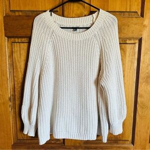 aerie Cream Chunky Knit Scoop Neck Sweater Size medium